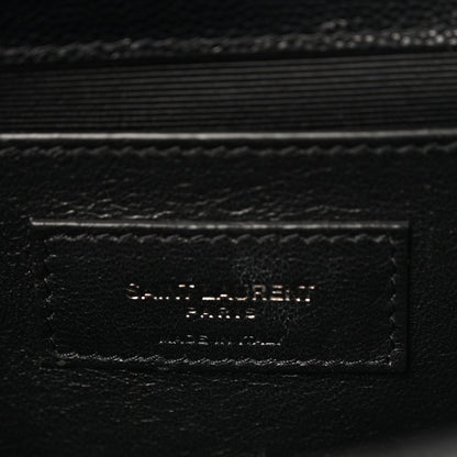 Grain De Poudre Textured Mixed Matelasse Triquilt Medium Monogram Monochrome Satchel Black
