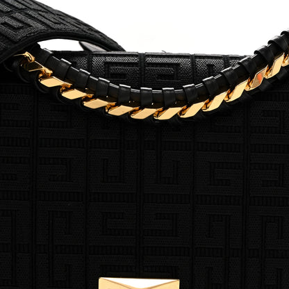 Canvas Woven Embroidered Medium 4G Bag With Chain Black