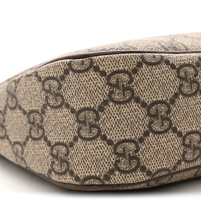 GG Supreme Monogram Textured Dollar Calfskin Small Ophidia Hobo Beige Ebony New Acero