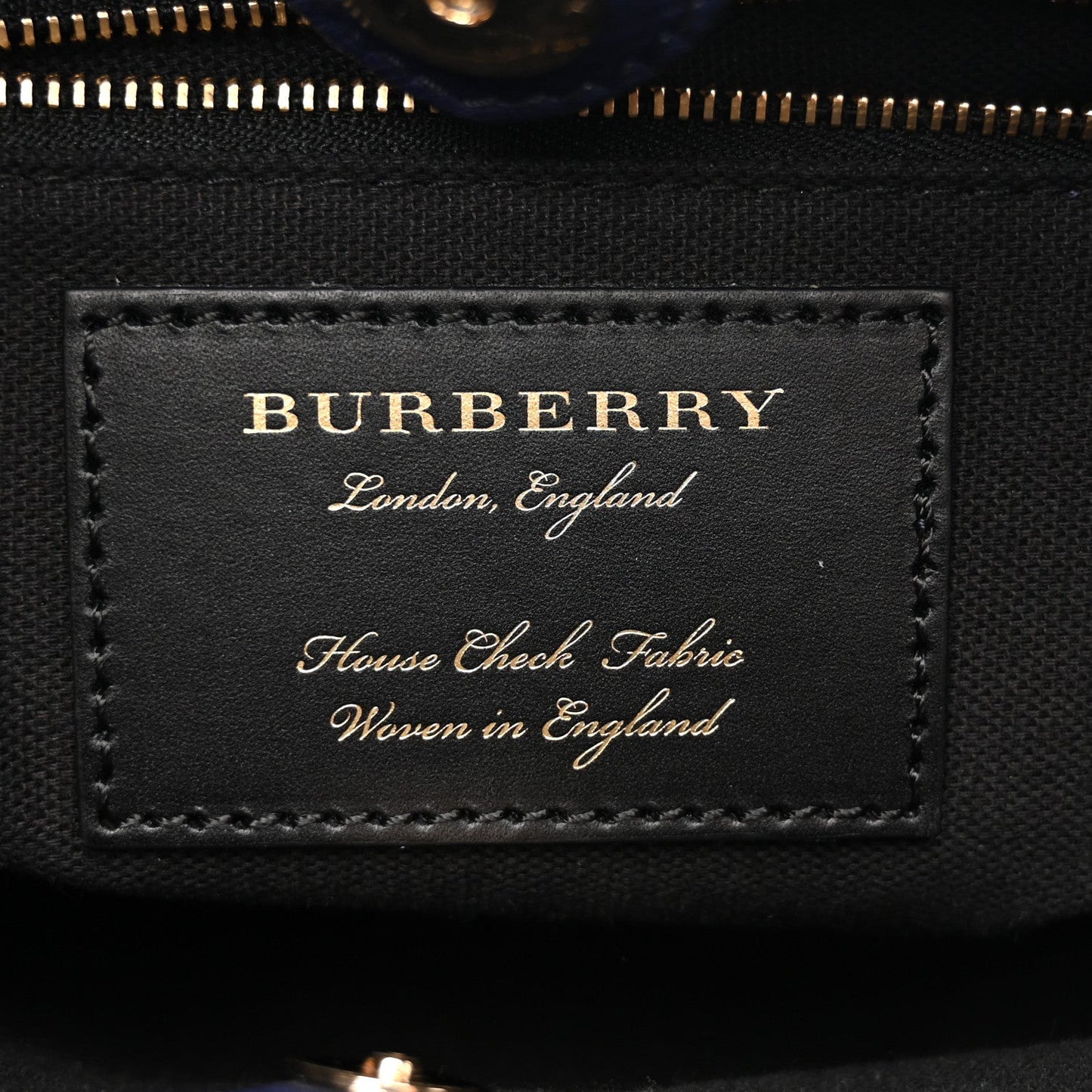 Derby Calfskin House Check Medium Banner Tote Ink Blue