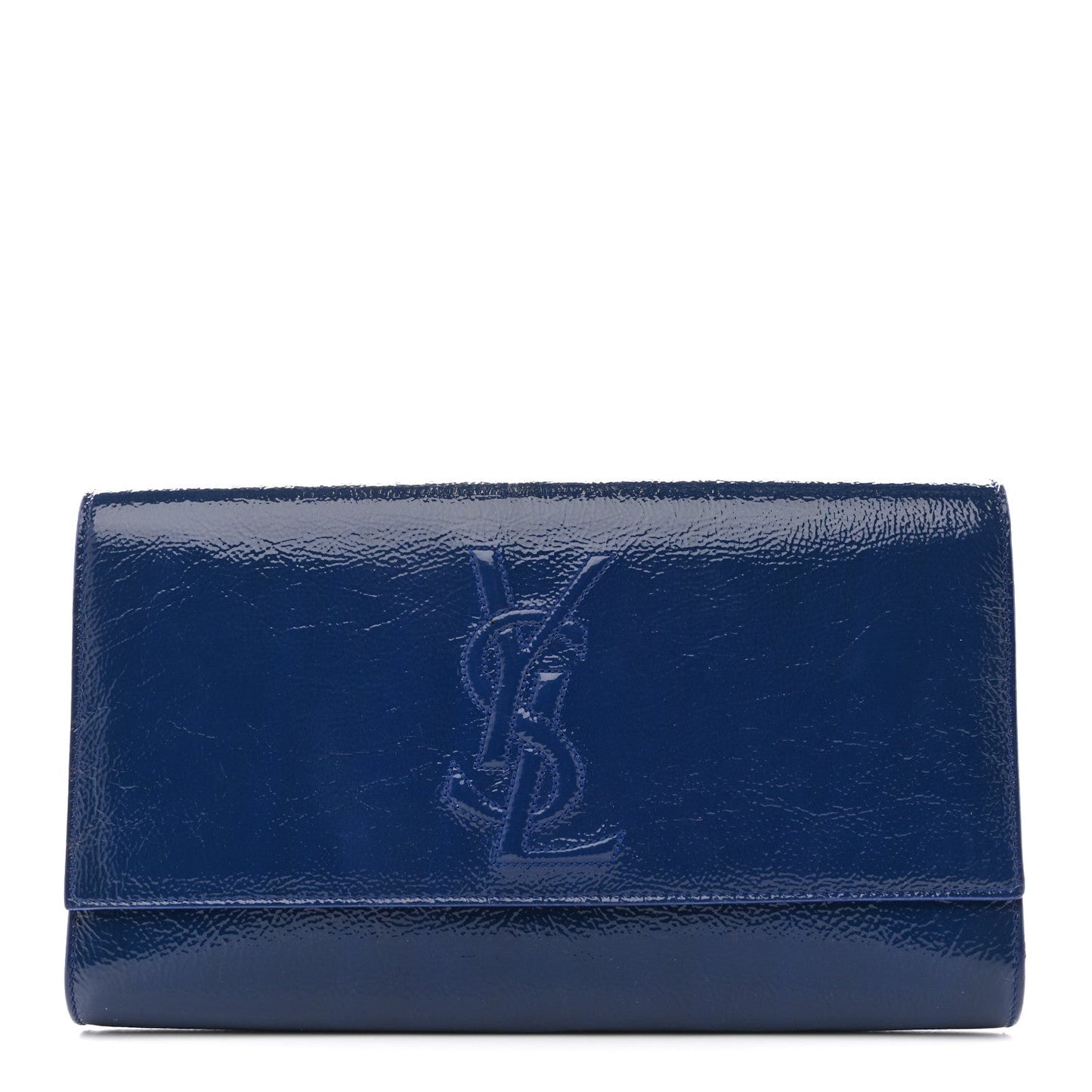 Textured Patent Monogram Large Belle De Jour Clutch Royal Blue