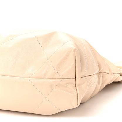 Shiny Calfskin Quilted Small Chanel 22 Ecru