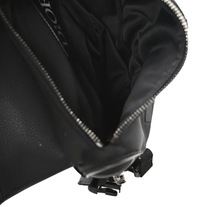 Nylon Grained Calfskin Saddle Bag Black Multicolor