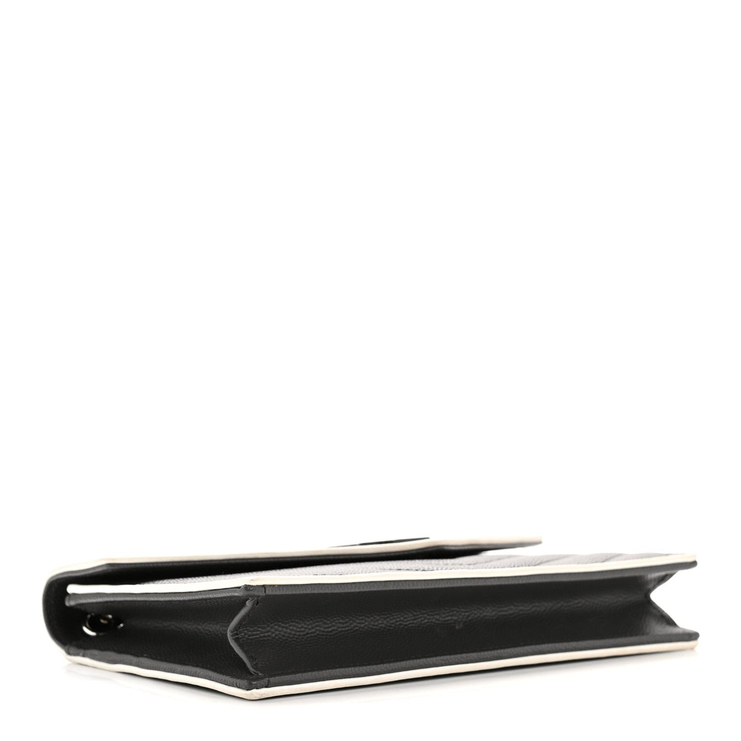 Grain De Poudre Matelasse Chevron Monogram Envelope Chain Wallet Asphalt White