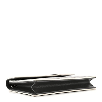Grain De Poudre Matelasse Chevron Monogram Envelope Chain Wallet Asphalt White