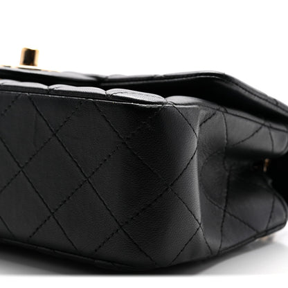 Lambskin Quilted Mini Rectangular Flap Black