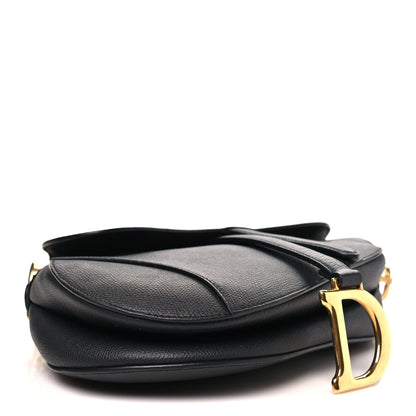 Grained Calfskin Saddle Bag Black