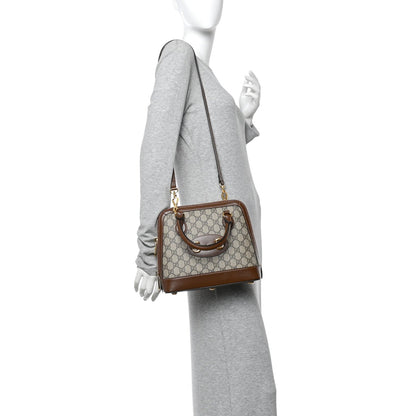 GG Supreme Monogram Azalea Calfskin Small Horsebit 1955 Top Handle Bag Beige Ebony Brown Sugar