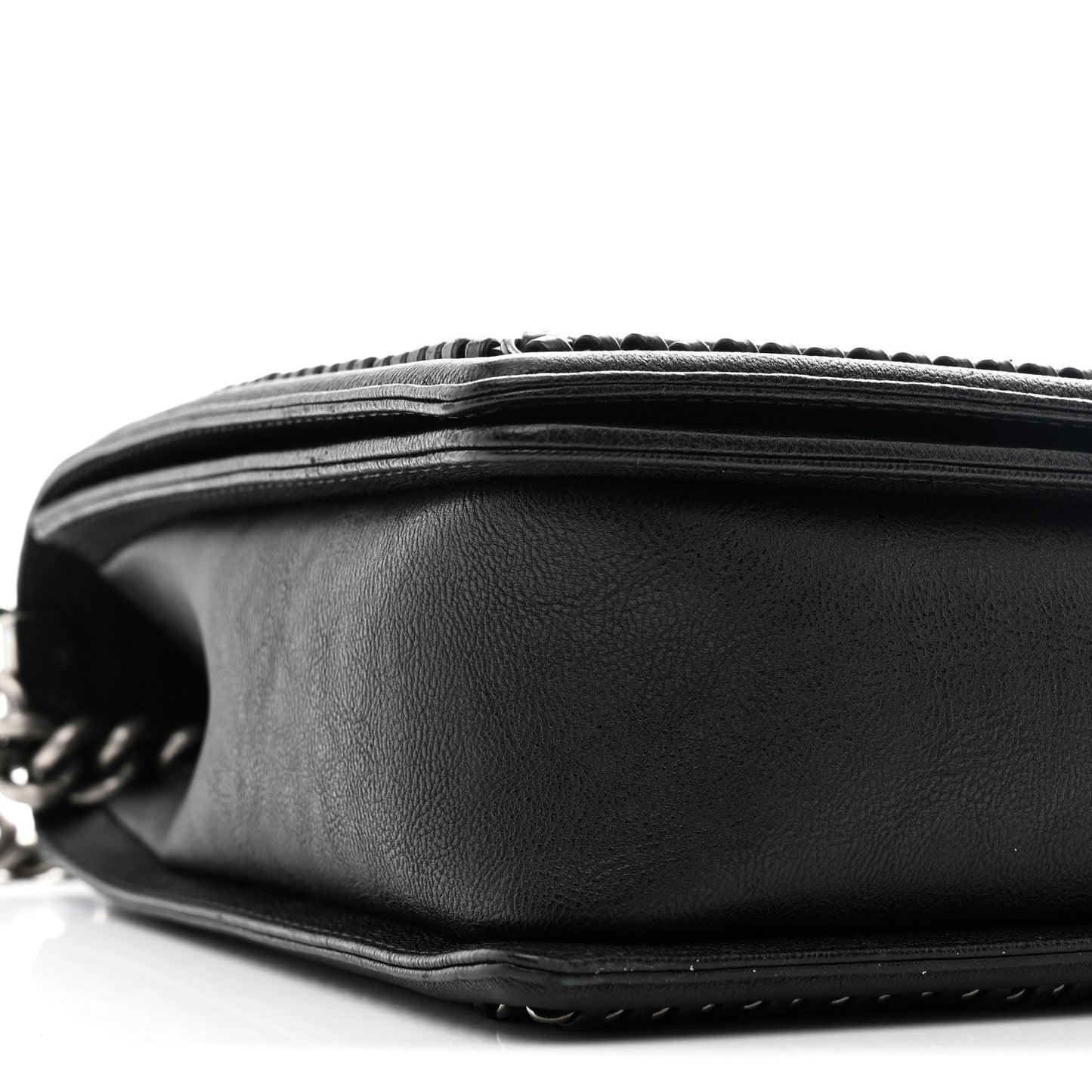 Calfskin Quilted Large Boy Top Handle Flap Black