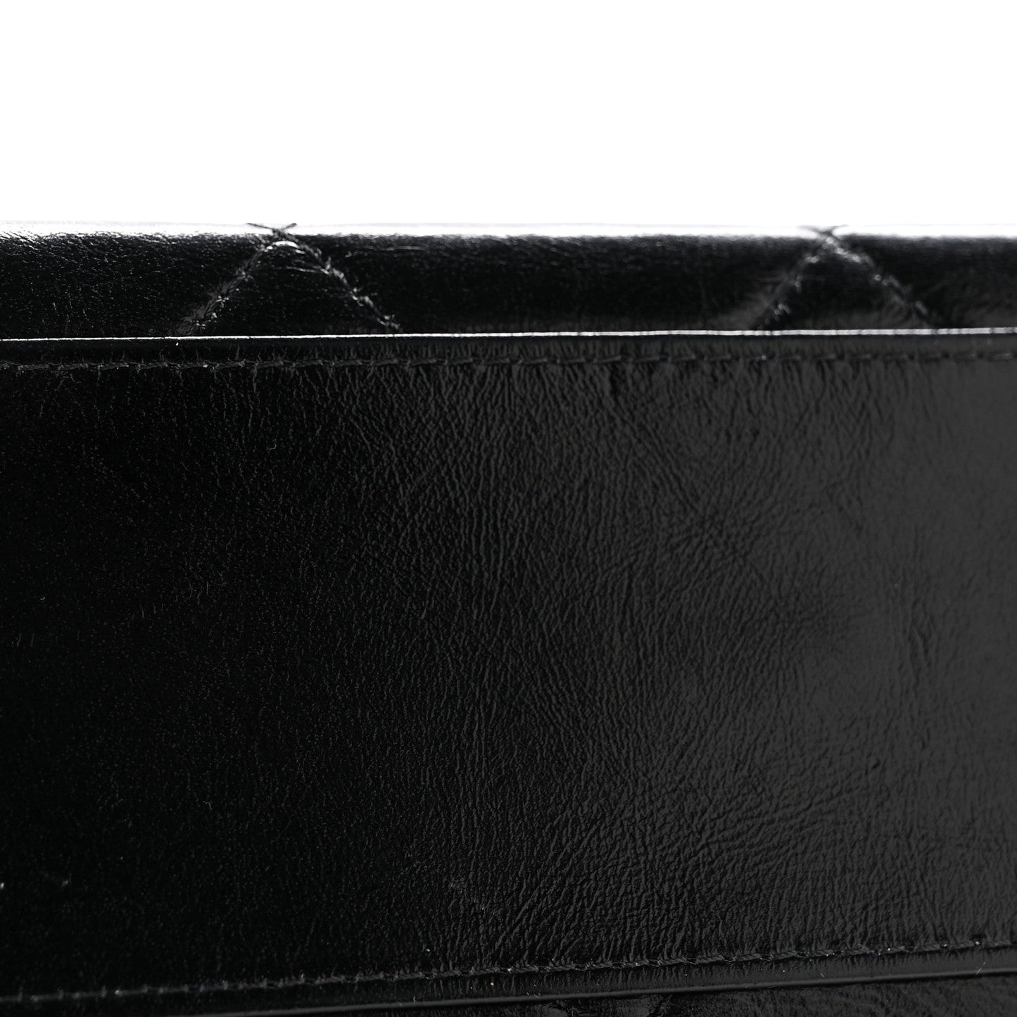 Shiny Calfskin Quilted Top Handle Box Bag Black