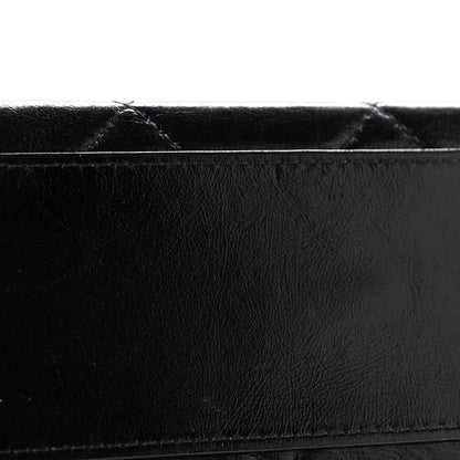 Shiny Calfskin Quilted Top Handle Box Bag Black
