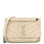 Crinkled Calfskin Matelasse Monogram Baby Niki Chain Satchel White