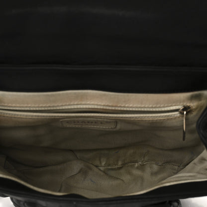 Washed Lambskin Quilted Medium Chain Around Messenger Black