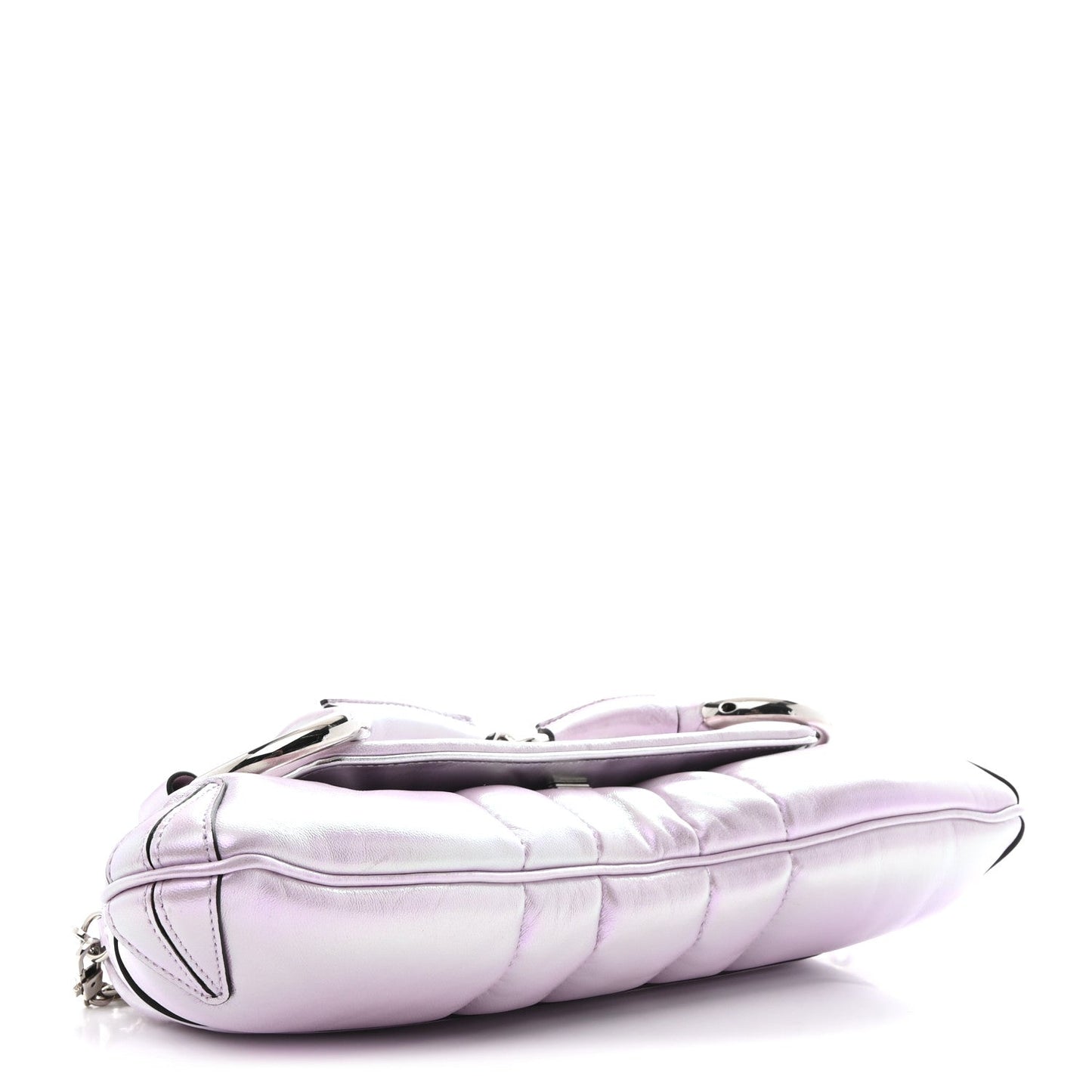 Iridescent Nappa Vertical Matelasse Medium Maxi Horsebit Chain Shoulder Bag Escape Pink
