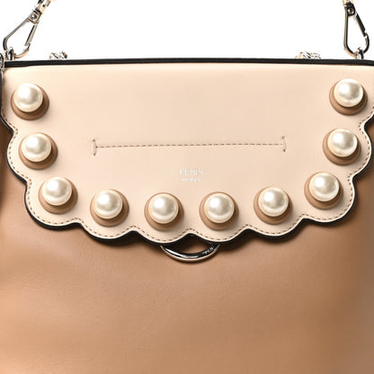 Vitello Century Pearl Bi-Color Scalloped Back to School Backpack Cuoio Camelia