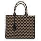 Jacquard Saffiano Triangolo Symbole Embroidered Large Tote Black Corda