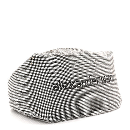 Mesh Crystal Rhinestone Mini Scrunchie Clutch Black Silver