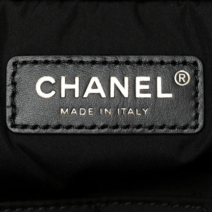 Shiny Grained Calfskin Quilted Travel Bowling Bag Black