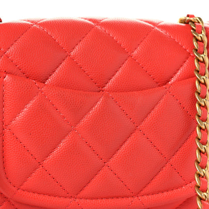 Caviar Quilted Mini Sweet Classic Flap Red