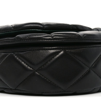 Lambskin Quilted Rocking Horse Shoulder Bag Black