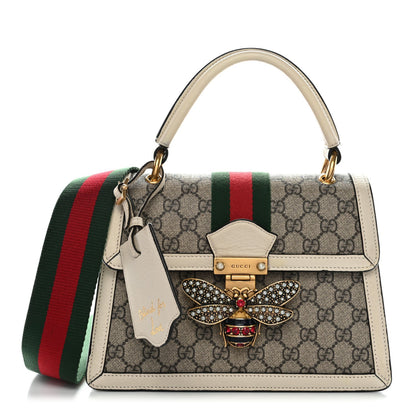 GG Supreme Monogram Small Queen Margaret Top Handle Bag White