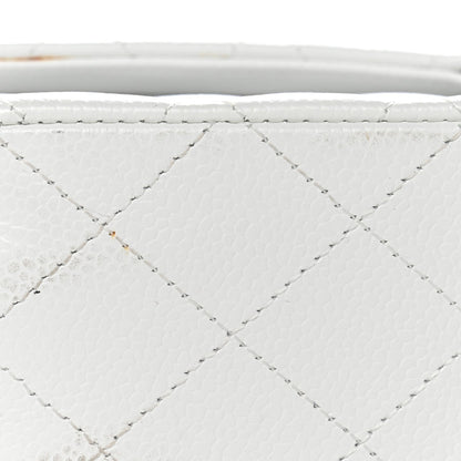 Caviar Quilted Medium Double Flap White