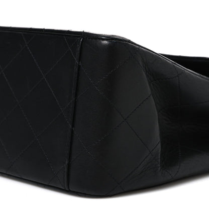 Lambskin Quilted XL Jumbo Single Flap Black