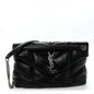 Lambskin Quilted Small Loulou Puffer Monogram Chain Satchel Black