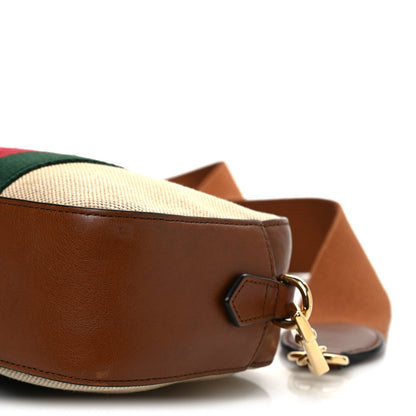 Vintage Canvas Web Shoulder Bag Sand Cuir