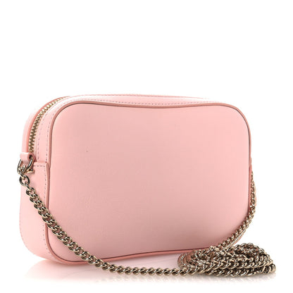 Dollar Calfskin Enamel Super Mini GG Marmont Chain Shoulder Bag Light Pink Blue