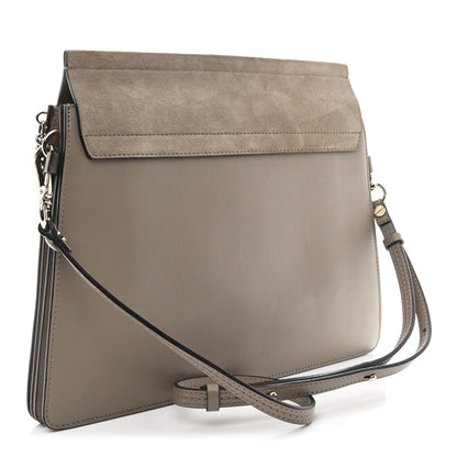Calfskin Suede Medium Faye Shoulder Bag Motty Grey