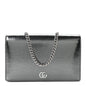 Textured Patent Bi-color GG Marmont Wallet on Chain  Silver Blue