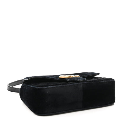 Velvet Matelasse Mini GG Marmont Shoulder Bag Black