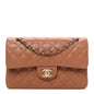 Lambskin Quilted Small Double Flap Brown