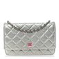 Metallic Lambskin Quilted Wallet On Chain WOC Silver