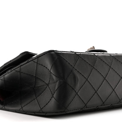Aged Calfskin Quilted 2.55 Reissue 225 Flap  Black