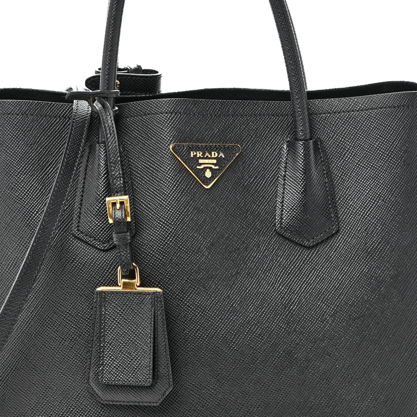 Saffiano Cuir Medium Double Bag Black