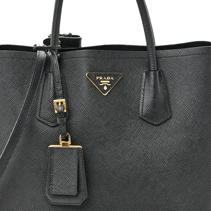 Saffiano Cuir Medium Double Bag Black