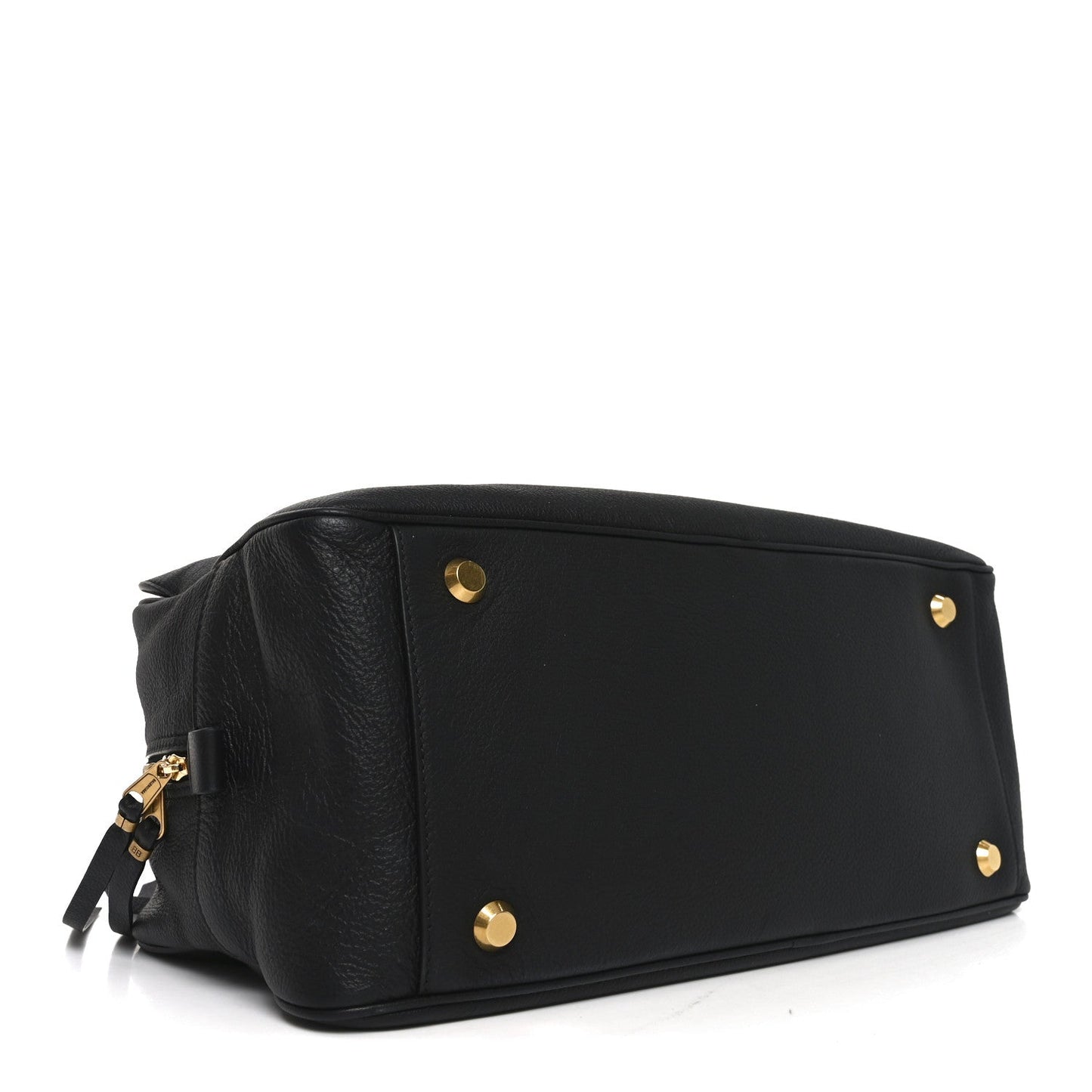Grained Calfskin Medium Carrie Bowling Bag Black