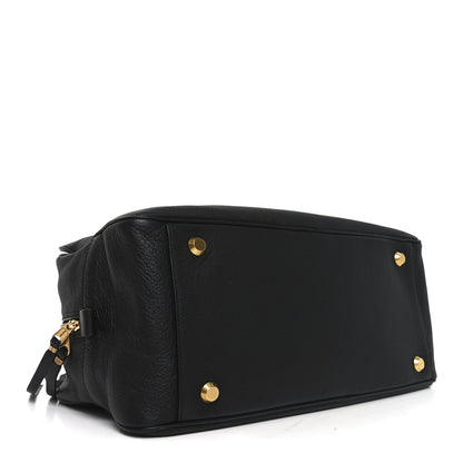 Grained Calfskin Medium Carrie Bowling Bag Black