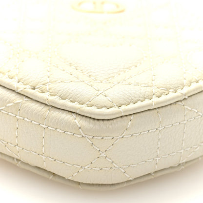 Calfskin Cannage Dioramour Caro Heart Pouch With Chain White
