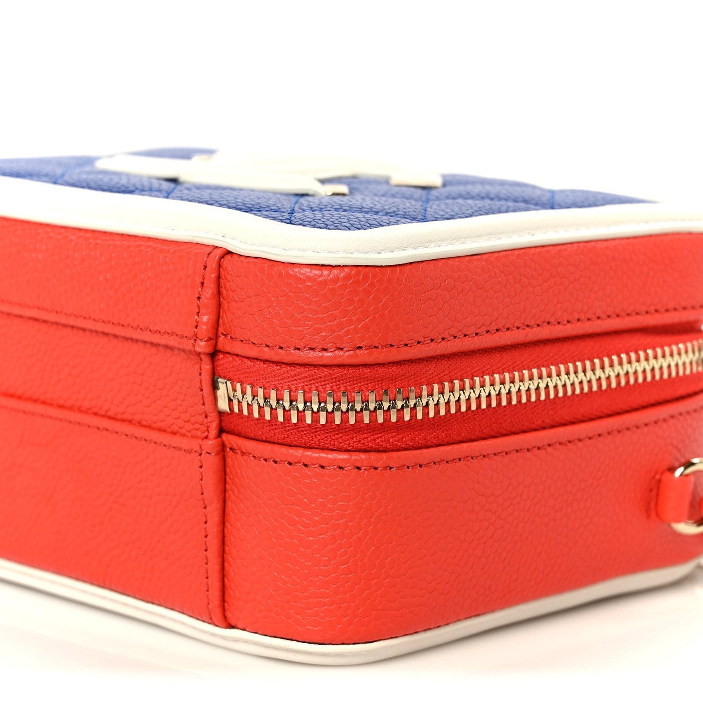 Caviar Quilted Small CC Filigree Vanity Case Blue White Red