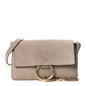 Suede Calfskin Small Faye Shoulder Bag Motty Grey