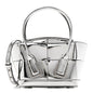 Mirror Laminated Nappa Maxi Intrecciato Mini Arco  Silver
