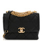 Lambskin Quilted Mini CC Crystal Logo Chain Flap Black
