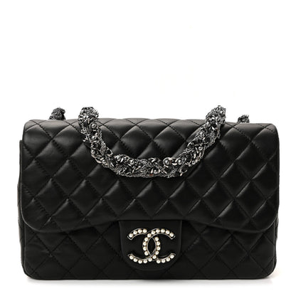 Lambskin Quilted Medium Westminster Pearl Flap Black
