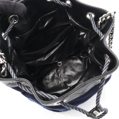 Chanel Embroidery Wool Leather Shoulder Bag