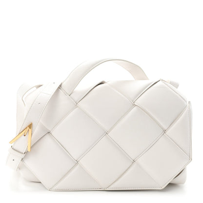 Nappa Intreccio Padded Top Handle Shoulder Bag White
