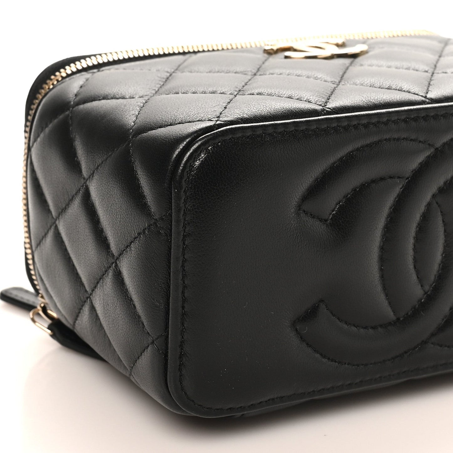 Lambskin Quilted Small CC Vanity Case Black