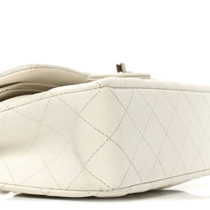 Caviar Quilted Small Double Flap White